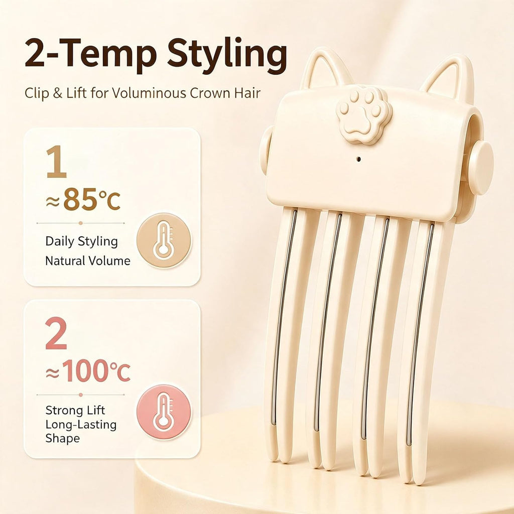 Root Lifter Hair Clip Heated Styling Tool For Hair Volume (Off White) Adds Lift At Hair Roots For Fuller Looking Styles, Ideal For Fine And Thick Hair