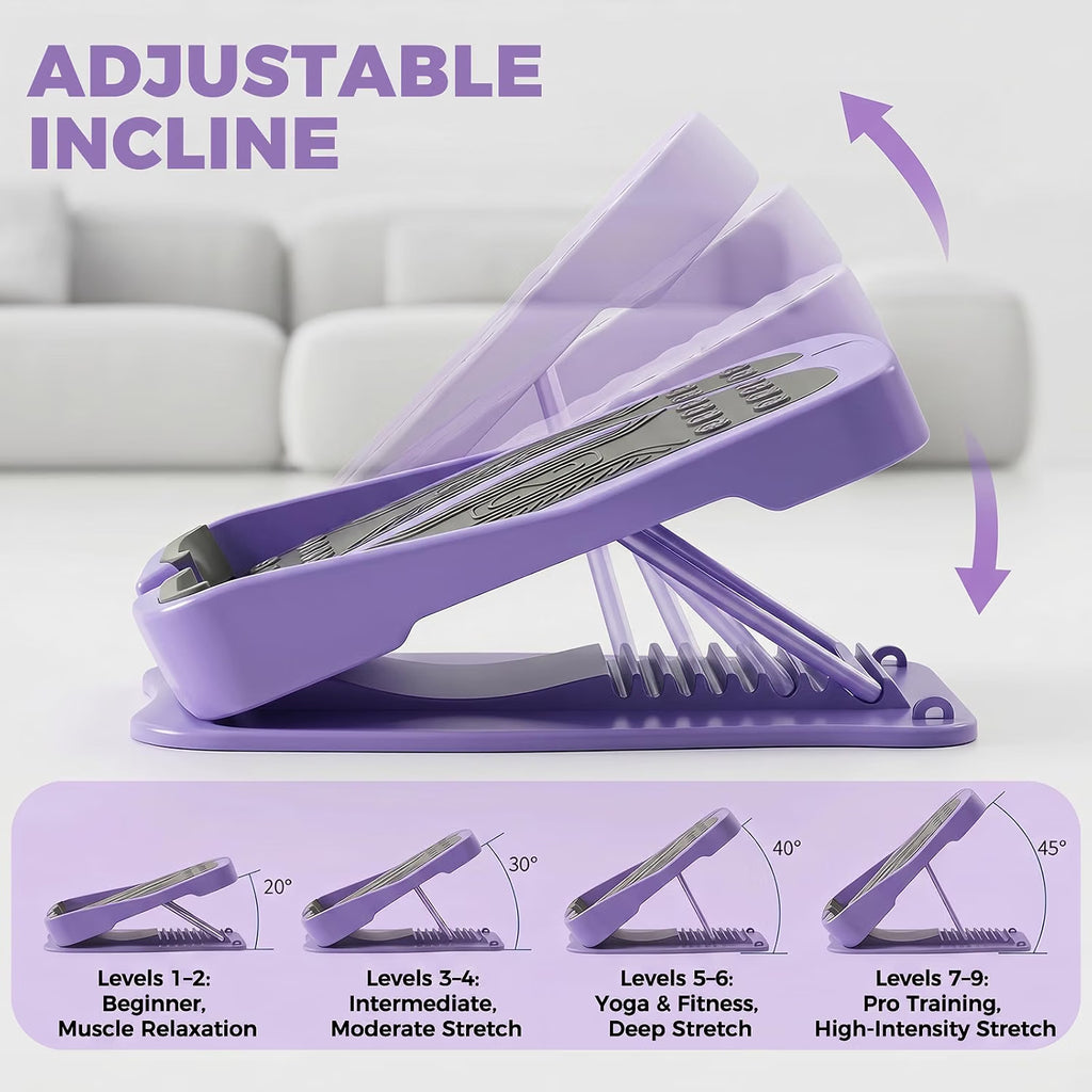 Slant Board for Calf Stretching, 9-Level Adjustable Incline Board with 2 Resistance Bands