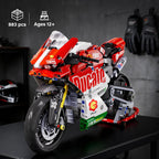 1:10 Motorcycle Building Set, 883-Piece Model Kit with Display Stand