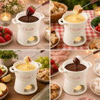 Fondue Pot Set, Ceramic Chocolate Melting Cup with 2 Forks, No Candles Mini Hot Pot Bowl can Melting Cheese Butter Chocolate Caramel, Gifts for Birthday Christmas Date Night Weddings Valentines