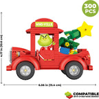 Dr. Seuss Grinch Truck Building Set, 300-Piece Christmas Collectible with Grinch Figure
