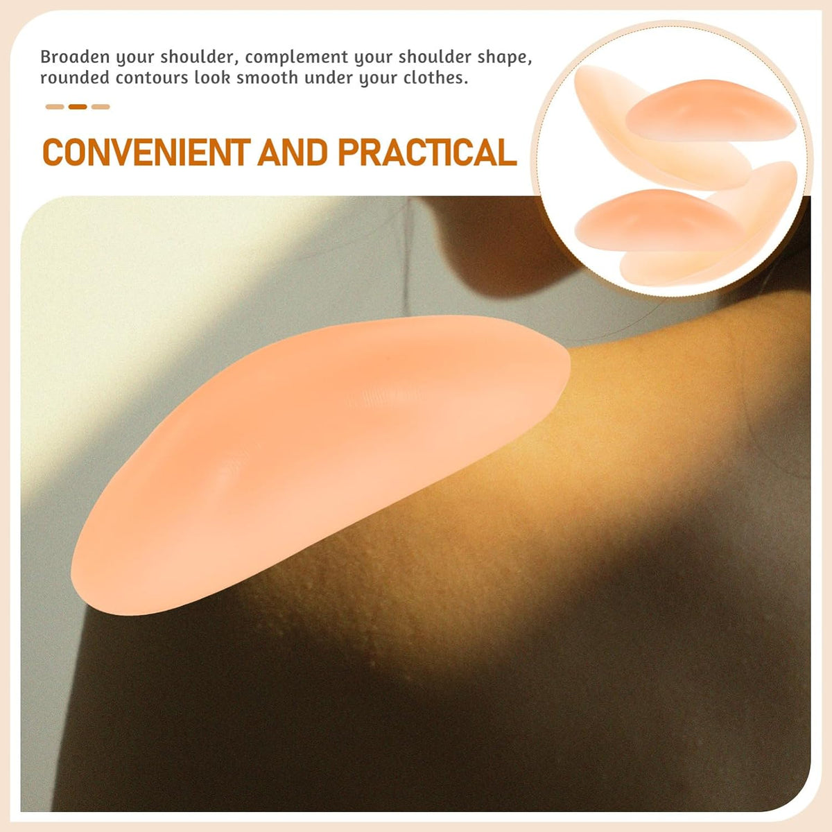 Silicone Adhesive Shoulder Pads for Women 2 Pairs Anti Slip Shoulder Shaping for Tops and Clothing, Smooth Look under Outfits, Photo Shoots and Social Outings