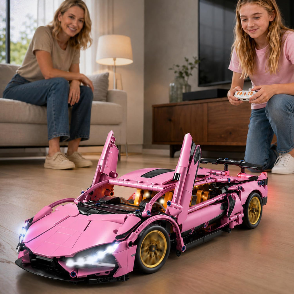 1:14 RC LED Racing Car Building Set, Model Kit for Adults & Boys