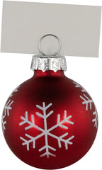 Christmas Glass Ball Ornament with Snowflake Place Card Holders - 2" - Red - Set of 6