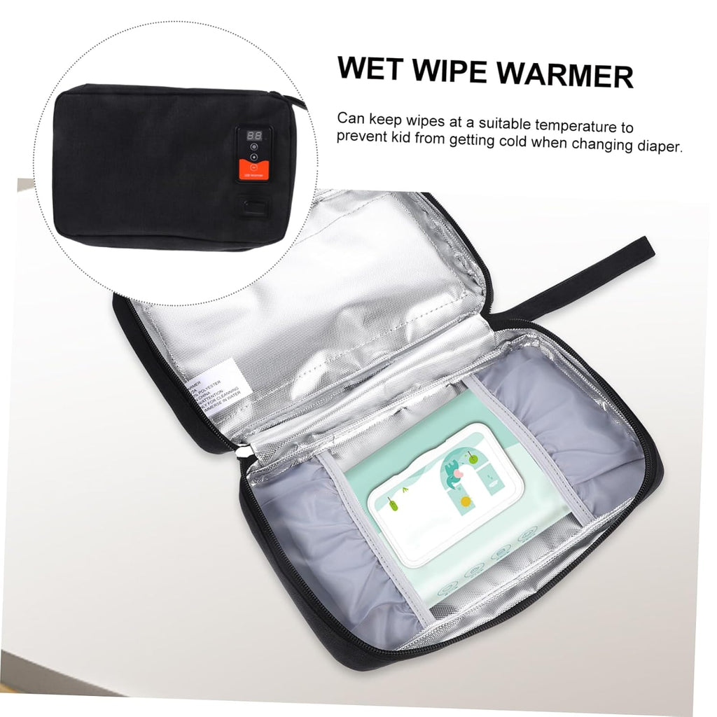 Baby Wipe Warmer USB Portable, Constant Temp Diaper Tissue Heater Neoprene Bag Design, Holds 20-80 Wipes, Energy Saving, for Indoor Outdoor Use