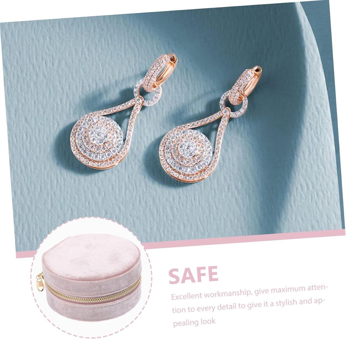 Pink Jewelry Box Portable Travel Case Xmas for Girlfriends Lint Lined, Holds Necklace Bracelet Earrings Rings Pendants, Stylish Shape for Journey and Valentine Gifting
