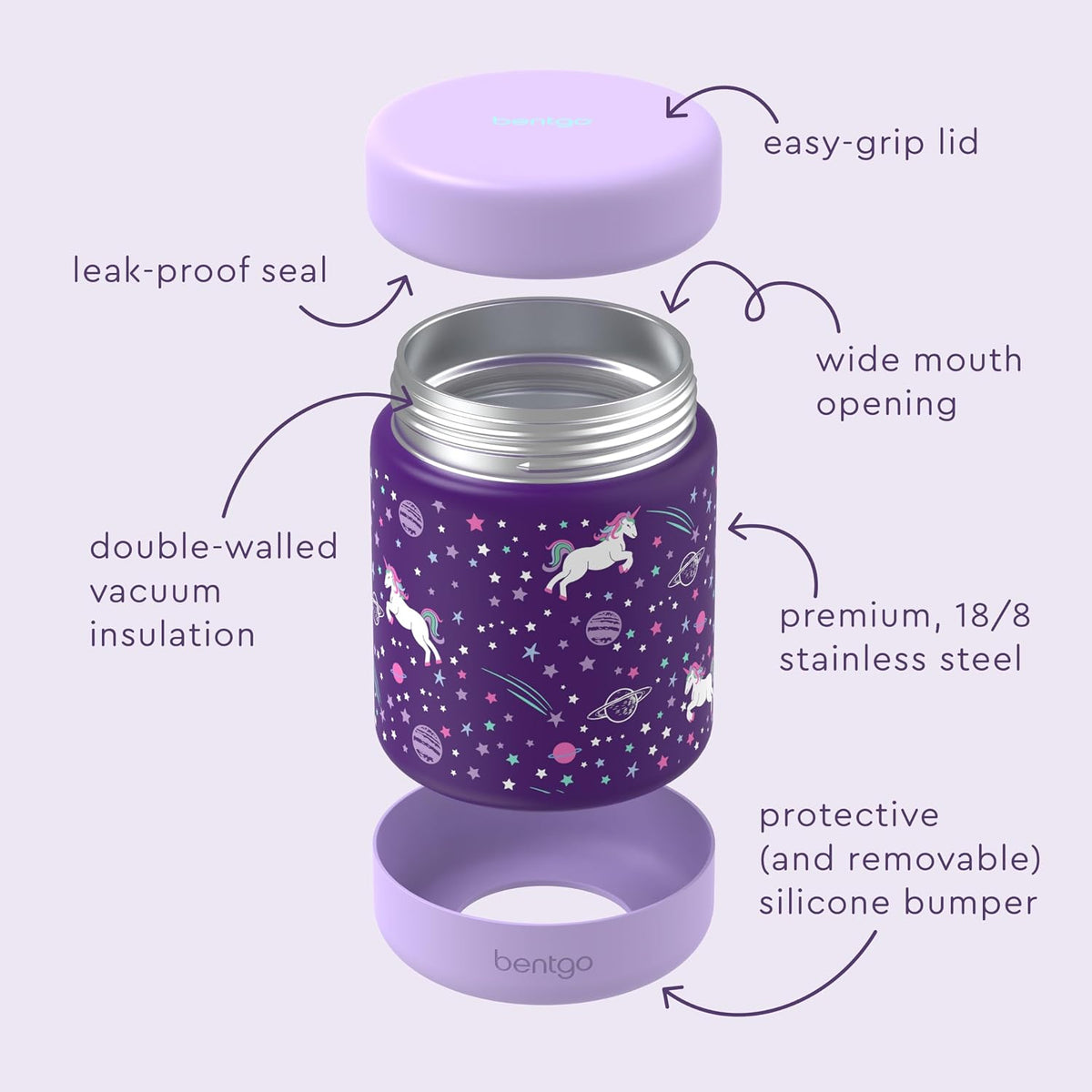 Kids Stainless Steel Food Jar and Reusable Stainless Steel Utensils Set