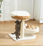 17.7" Modern Cat Tree, Basket Bed with Scratching Post for Small Cats