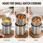 5-Piece Stainless Steel Deep Fryer Set, Mini Fryer Pot with Basket and Lid (5 Pcs)
