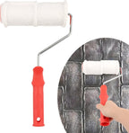Brick Embossing Roller, Embossing Cylinder Painting Roller with Handle Rubber Imitation Brick Pattern, Household DIY Paint Art Tool for Wall/ Home Renovation/ Concrete Floor Decor
