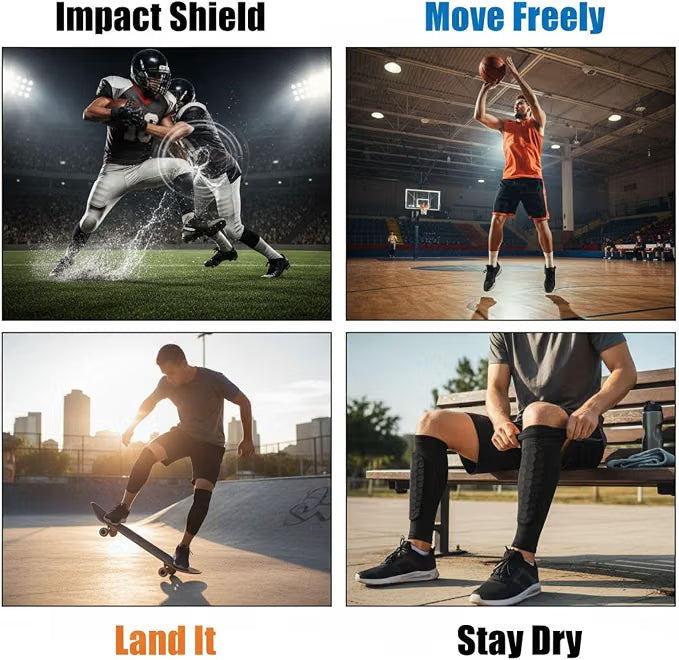 2 Pcs Padded Shin Sleeves, Honeycomb Anti-Collision Leg Sleeves for Football & Basketball