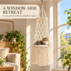 Macrame Cat Bed Hanging, Handwoven Boho Hanging Cat Bed