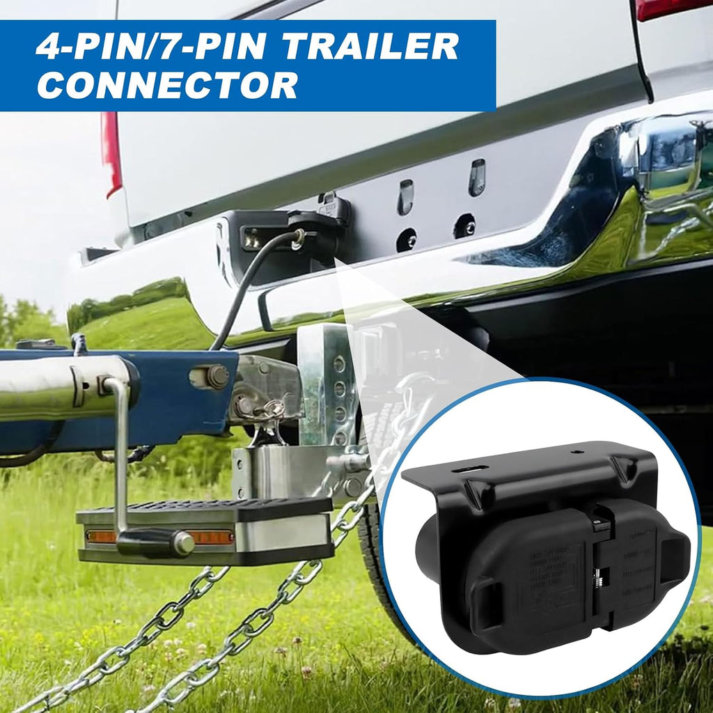 7-Way Blade & 4-Pin Flat Trailer Plug Kit with Bracket, Trailer Brake Harness, Compatible with 2009-2023 Fo rd F150 F250 F350 Trailers Connector 9U5Z-14489-MAA