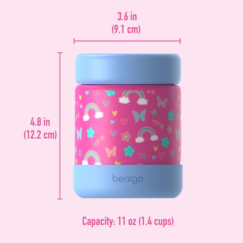 Kids Stainless Steel Food Jar and Reusable Plastic Utensils Set