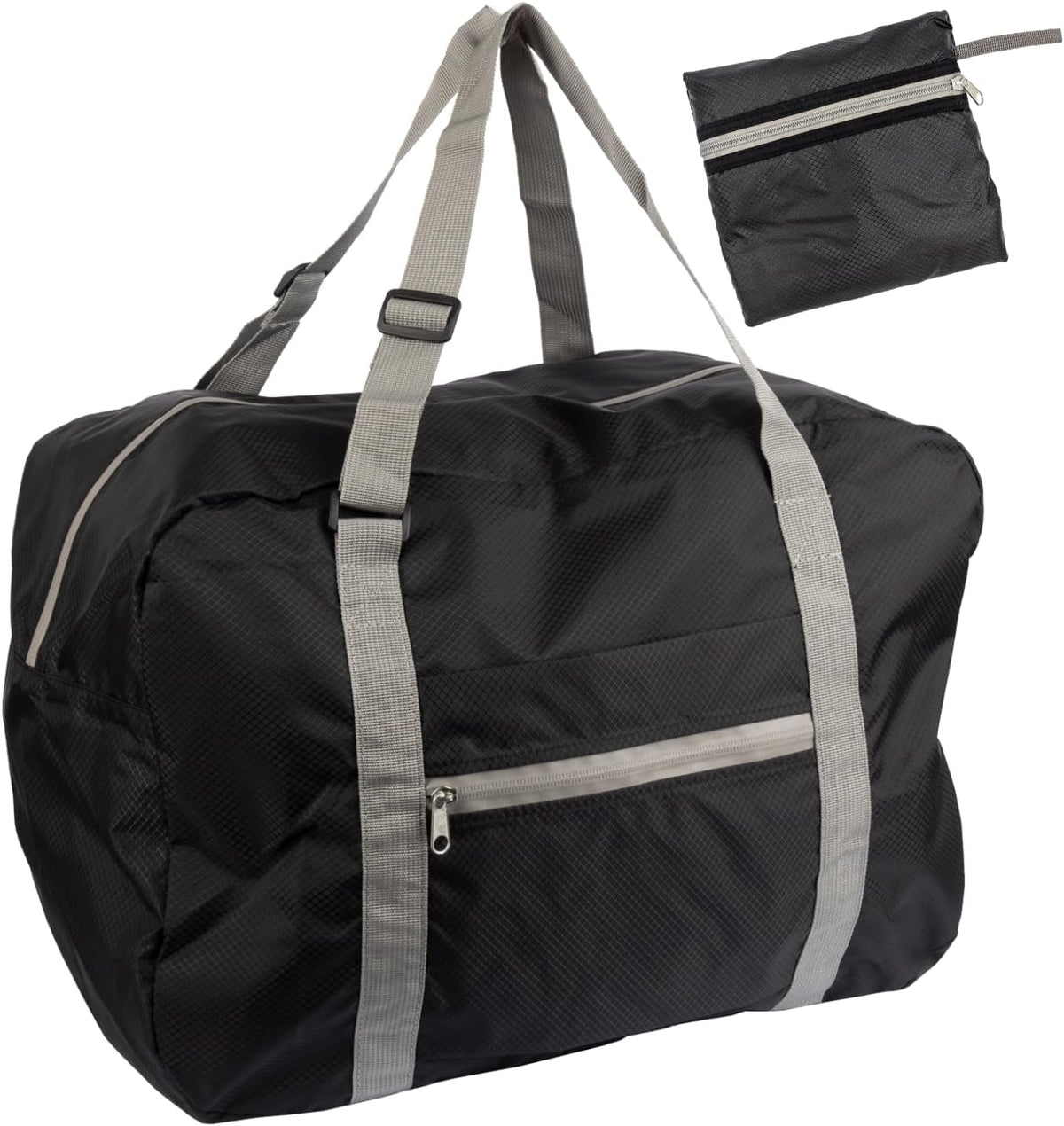 Bagtogo Luggage Bag - Foldable Travel Bag (35L), Water-Repellent & Lightweight Nylon, Adjustable Carry Straps, Waterproof Zips, Suitcase Strap for Trolley Attachment, black, Einheitsgröße