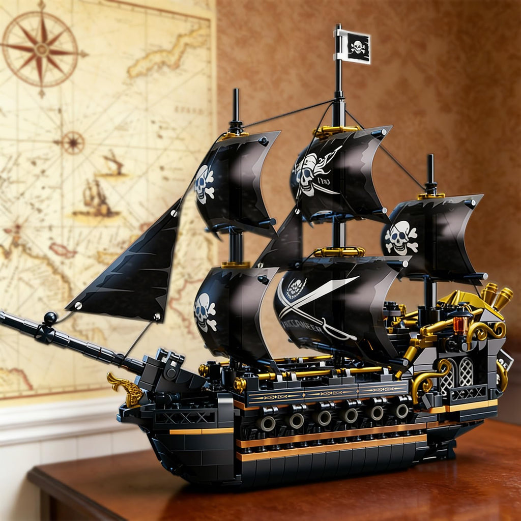 Pirate Ship Building Blocks, 3-Mast Classic Sailing Ship Model, 801 Pieces