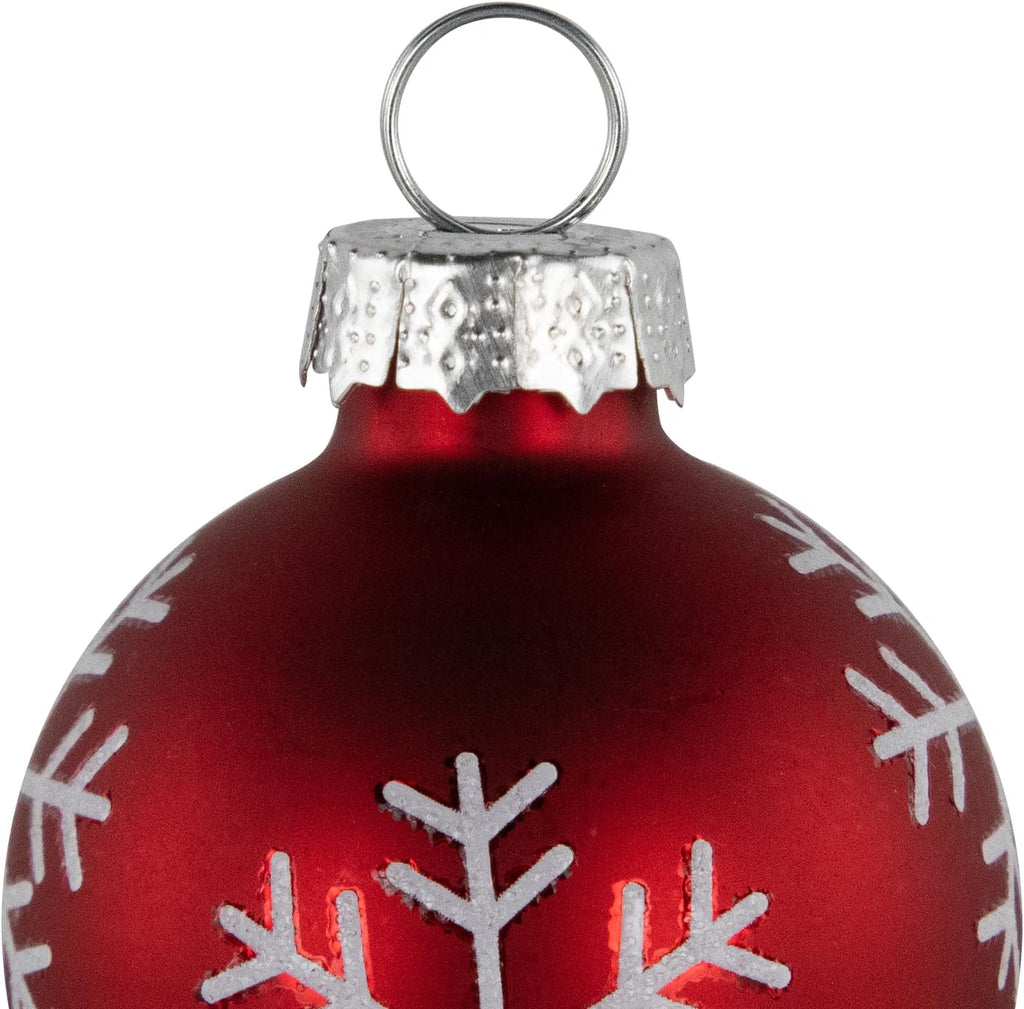 Christmas Glass Ball Ornament with Snowflake Place Card Holders - 2" - Red - Set of 6