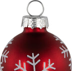 Christmas Glass Ball Ornament with Snowflake Place Card Holders - 2" - Red - Set of 6