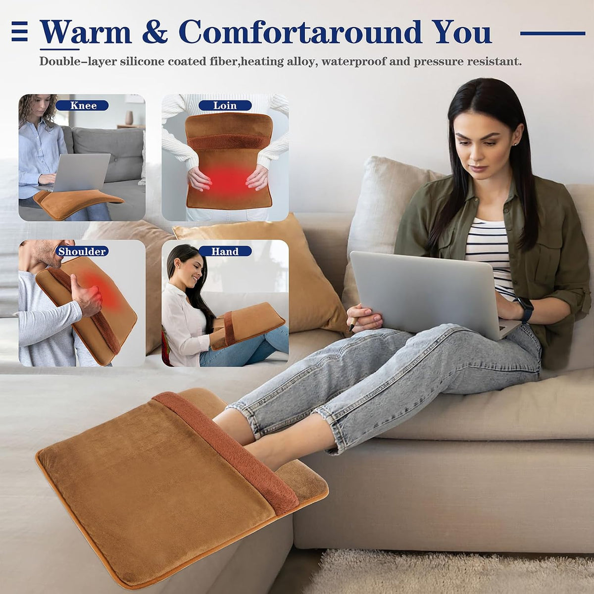 Double-Sided Electric Foot Warmer, LCD Display Foot Heating Pad