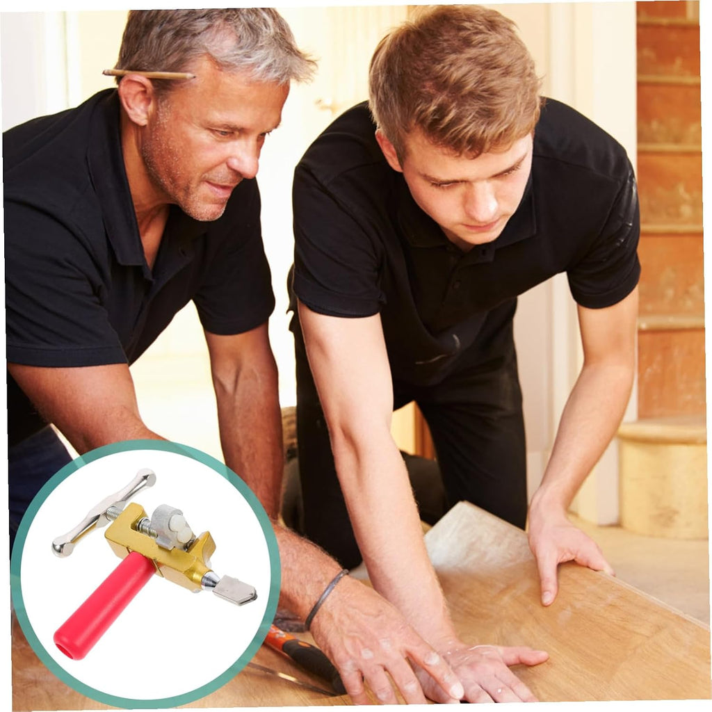 Professional Roller Glass Cutter for Tile and Mirror Home Use Plastic Alloy Build, Integrated Cutting Tool, Non Slip Ergonomic Handle, Golden Finish, Home Decoration Work