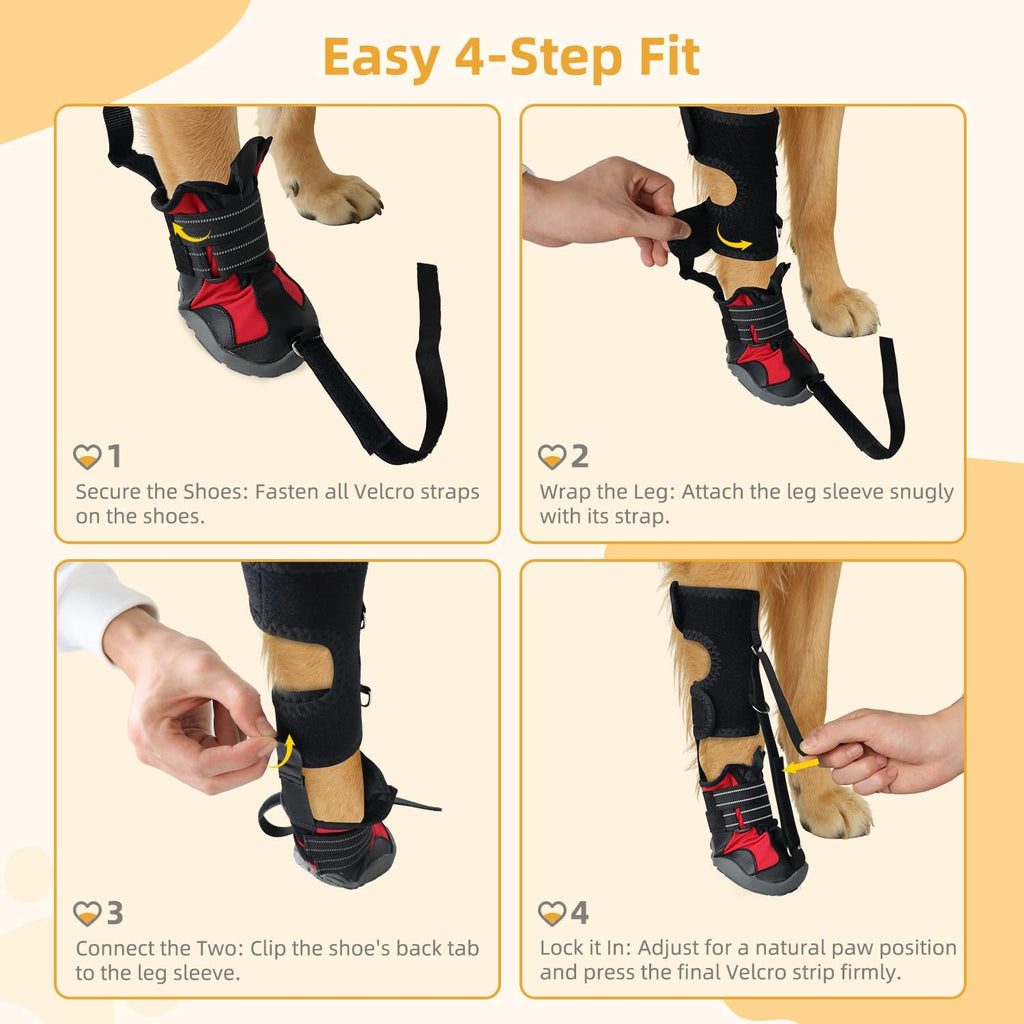 Dog Strap-On Drop Foot Orthotics, Knuckleless Boot for Toe Lift & Gait Support, Arthritis Relief, Medium