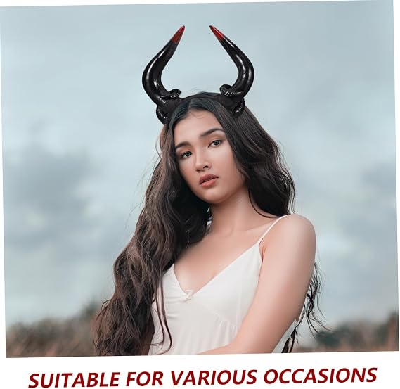 Halloween Cosplay Horn Headband Black Plastic Hair Accessory Photo Prop for Costume Cosplay, Gorgeous Style, Halloween Season Party Dress, Black Finish