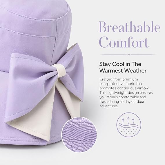 Women's Bowknot Wide Brim Sun Protective Hat, Packable Bow Knot Wide Brim Hat Lightweight Chic Ribbon Summer