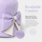 Women's Bowknot Wide Brim Sun Protective Hat, Packable Bow Knot Wide Brim Hat Lightweight Chic Ribbon Summer