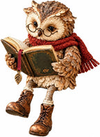Reading Owl Figurine with Book, Owl Statue for Bookshelf Decor, 15x10x18 cm Reading owl figurine with book for bookshelf, desk, reading nook, shelf, and home decor; 15 x 10 x 18 cm, 240 g.