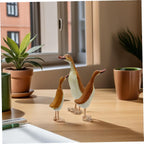 3pcs Wood Duck Figurine Statue, Tabletop Decor for Office Smooth Edges, Comfortable Touch, Safe to Use, Simple Cute Style, Living Room Display