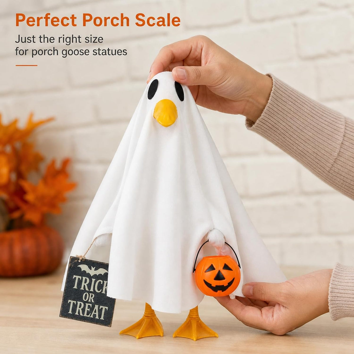 Porch Goose Ghost Costume, Funny Halloween Outfit for Lawn Statue