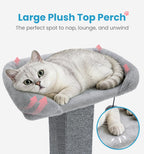 Made4Pets 32" Carpet Cat Scratching Post with Bed, Grey