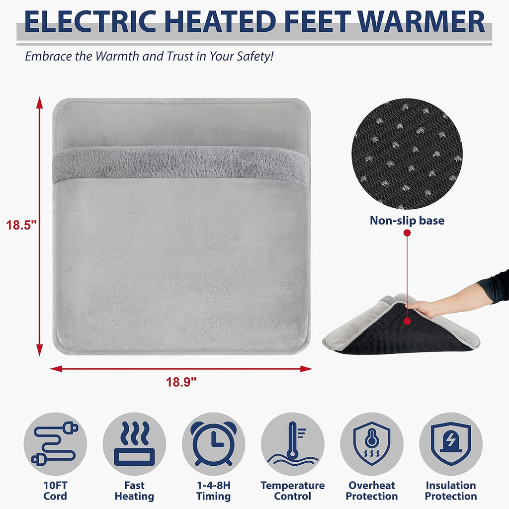 Electric Foot Warmer, Double-Sided Foot Heating Pad with LCD Displa