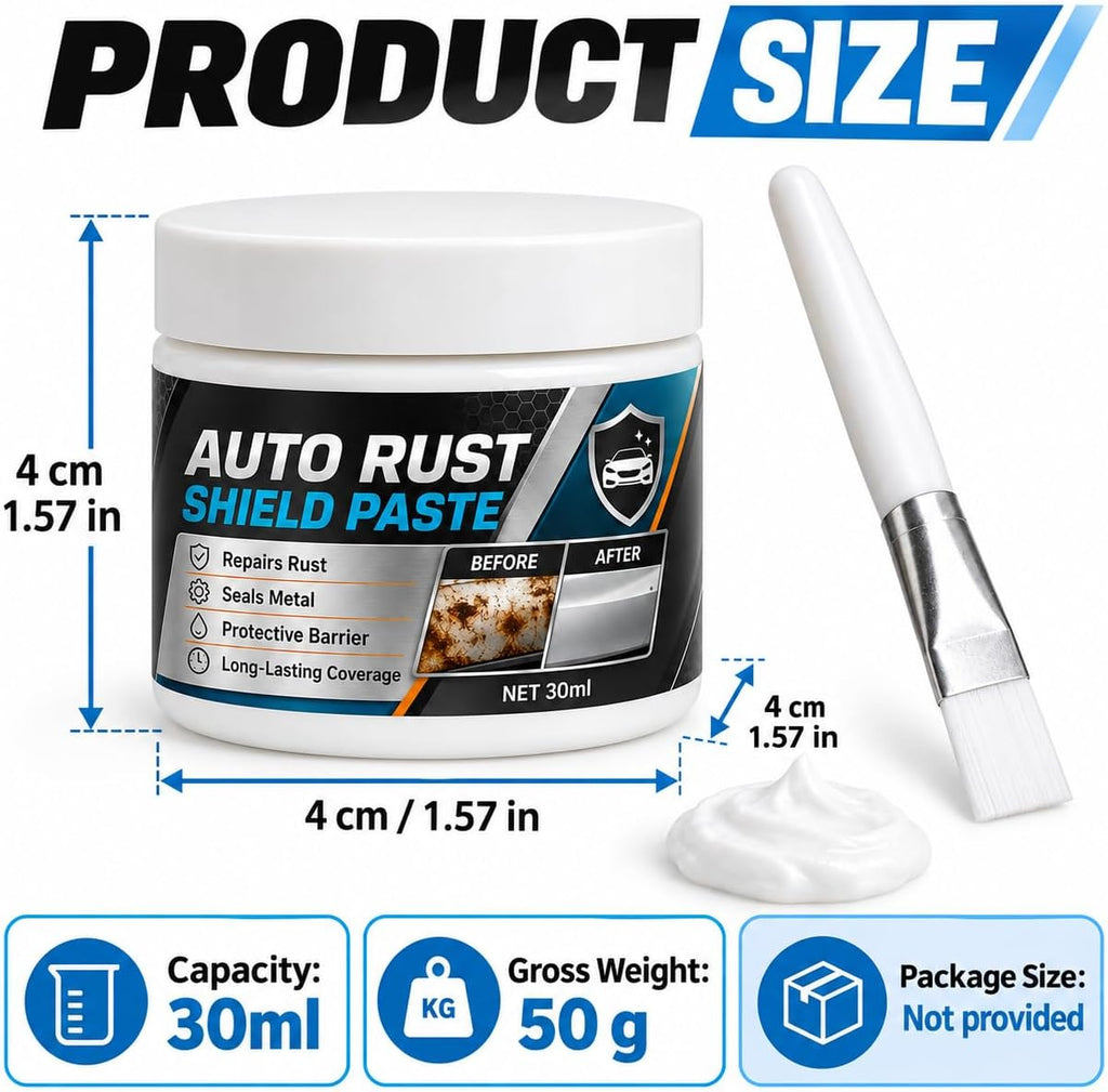 Car Metal Rust Repair Paste with Brush, 30ml Auto Rust Shield Paste (2 Pcs) 30ml car metal rust repair paste with brush for localized vehicle metal care; choose 1-piece, 2-piece, or 3-piece options.