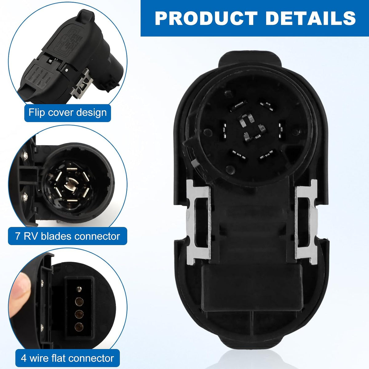 7-Way Blade & 4-Pin Flat Trailer Plug Kit with Bracket, Trailer Brake Harness, Compatible with 2009-2023 Fo rd F150 F250 F350 Trailers Connector 9U5Z-14489-MAA