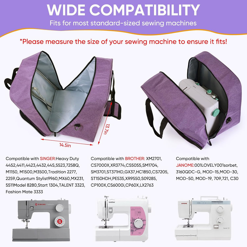 Universal Sewing Machine Carrying Case With Shoulder Strap/Purple(Bag Only)
