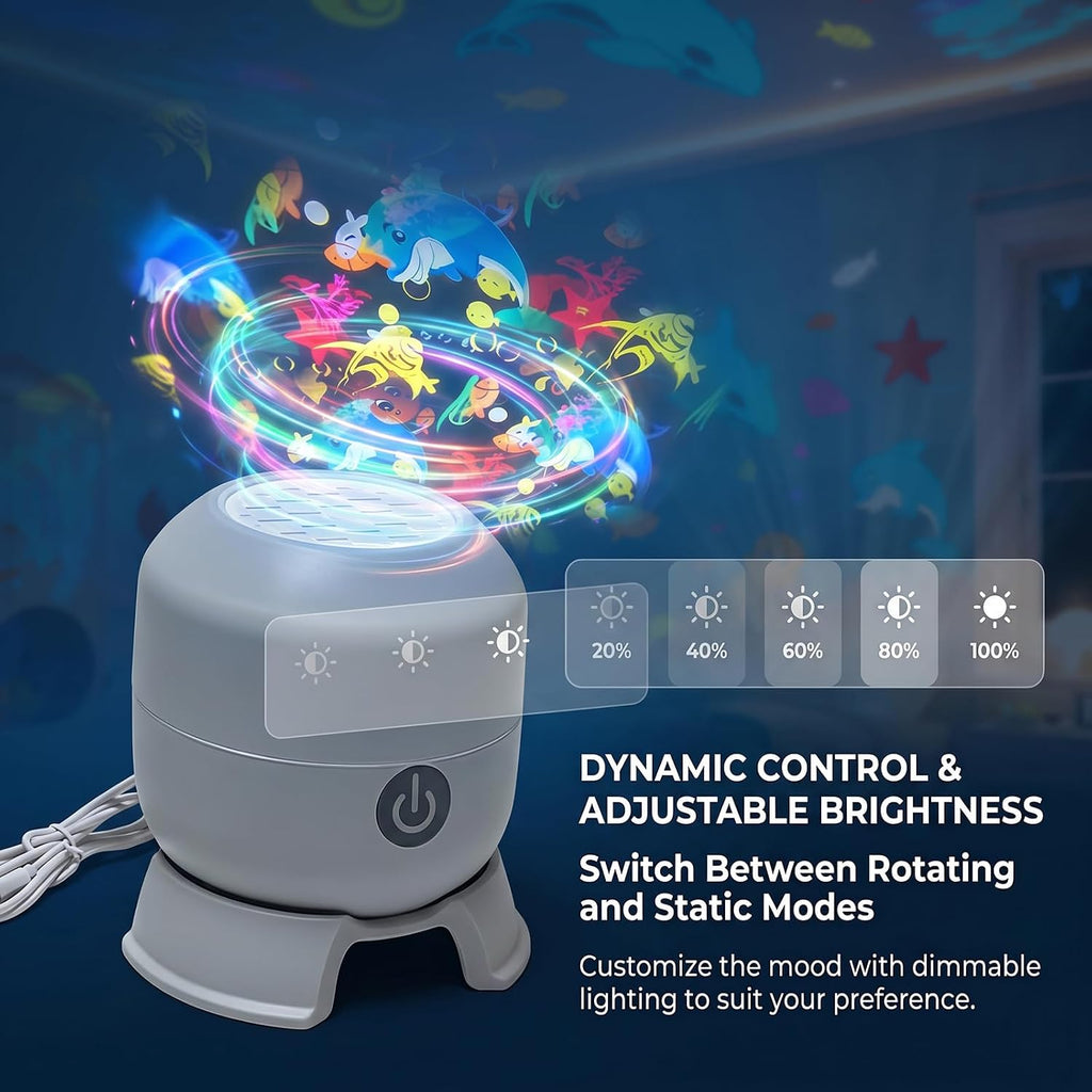 Night Light Projector, Dynamic Rotating Ocean Wave LED Lamp, Galaxy Projector for Bedroom with 360° Moving Projection (World Cup)