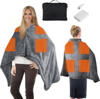 Cordless Wearable Heated Blanket, USB Electric Throw Shawl with Power Bank