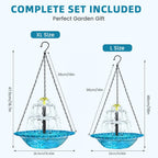 Solar Fountain Bird Bath Hanging Cascade Water Feature for Outdoor Garden & Yard Decor (Blue(XL))