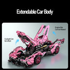 Pink Sport Racing Car Building Blocks, 1:14 Supercar Model Kit