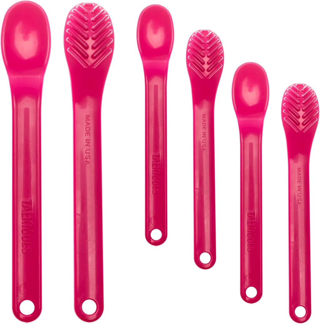Wee Textured Spoons - Self-Feeding Oral Motor Therapy for Lip Closure & Oral Awareness, Kids, Toddlers & Adults, Sensory Feeding Aid | Magenta, 6-Pack