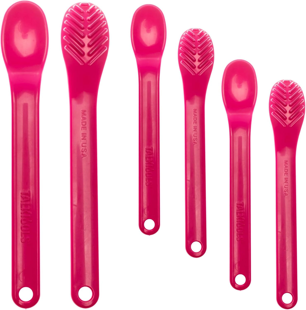 Wee Textured Spoons - Self-Feeding Oral Motor Therapy for Lip Closure & Oral Awareness, Kids, Toddlers & Adults, Sensory Feeding Aid | Magenta, 6-Pack