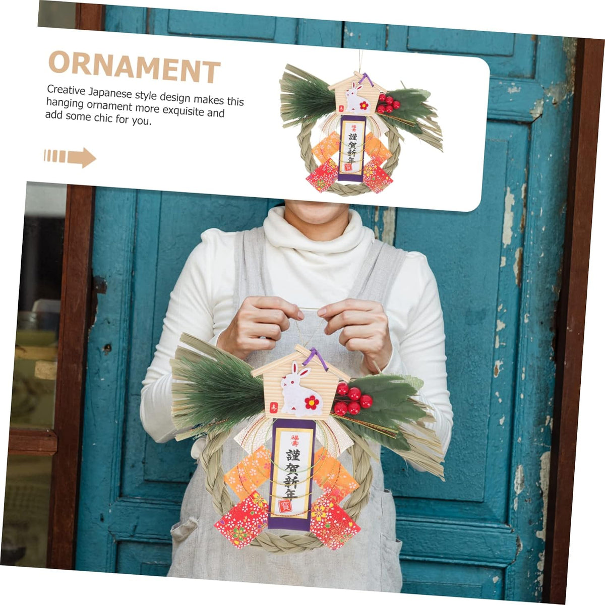 Japanese Style Year Hanging Decoration Straw Wreath Pendant for Festive Home Decor for Year Celebrations and Traditional Japanese Celebrations