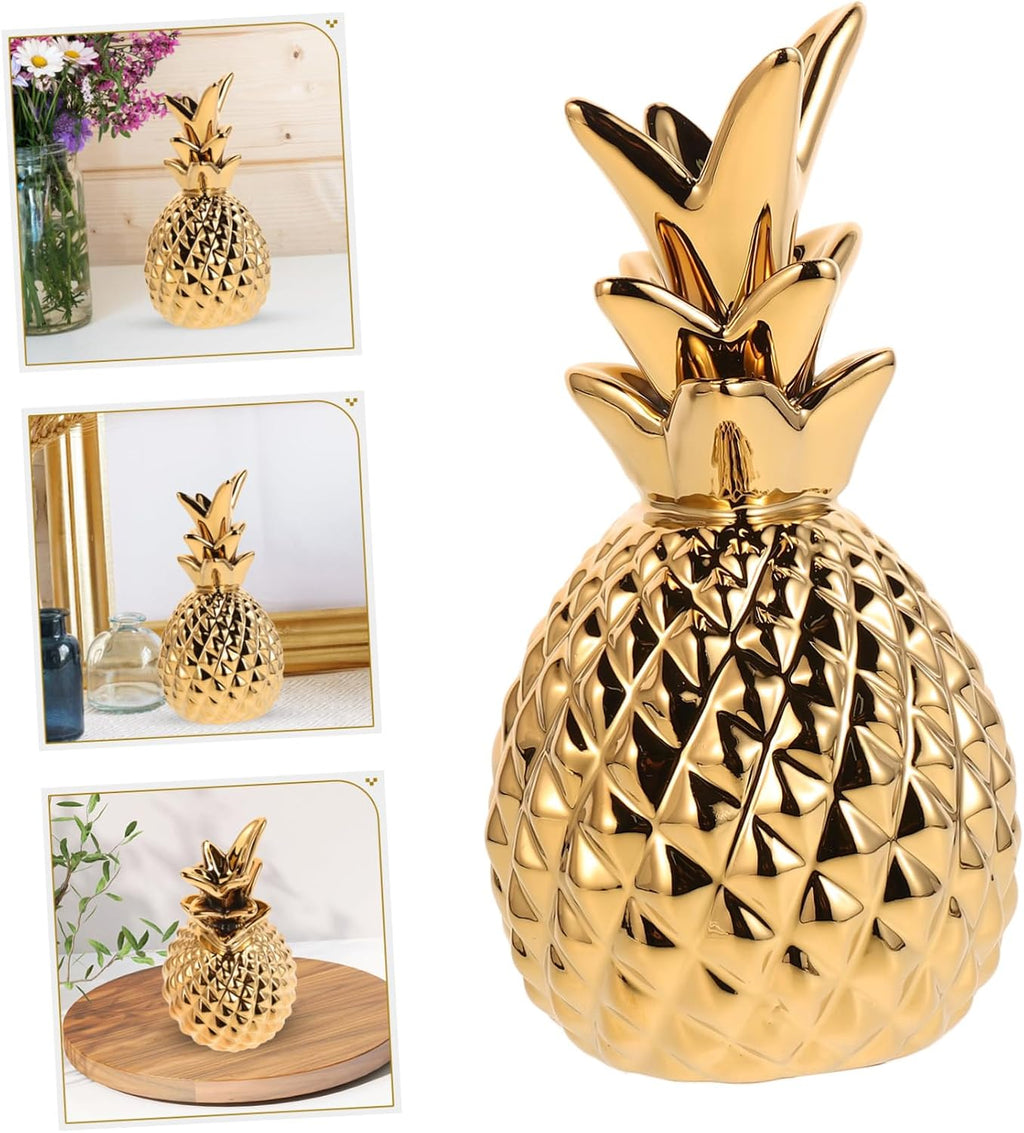 Pineapple Ceramic Jewelry Tray Trinket Dish Xmas Metallic Accent Decor Modern Nordic Accent, Easy to Clean Ceramic, Versatile Entryway Key Dish for Table and Daily Use