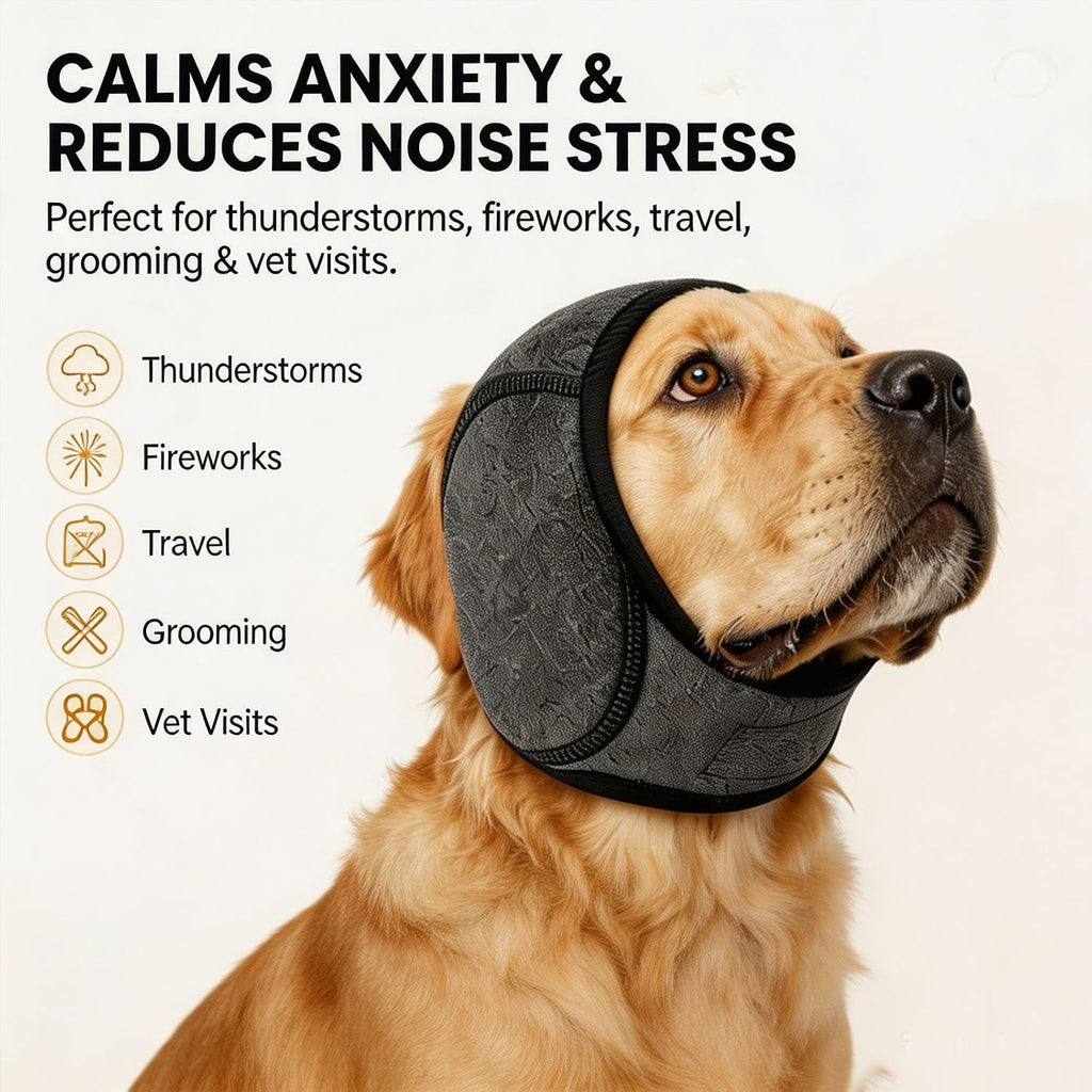 Dog Ear Muffs Noise Protection, Adjustable Ear Protection for Dogs for Fireworks Thunder Grooming Bathing (Gray,L)