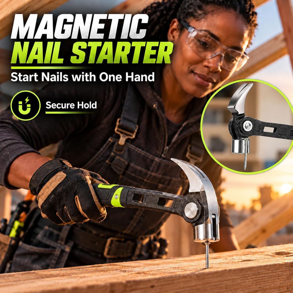 Adjustable Nail Puller Hammer with Magnetic Nail Holder