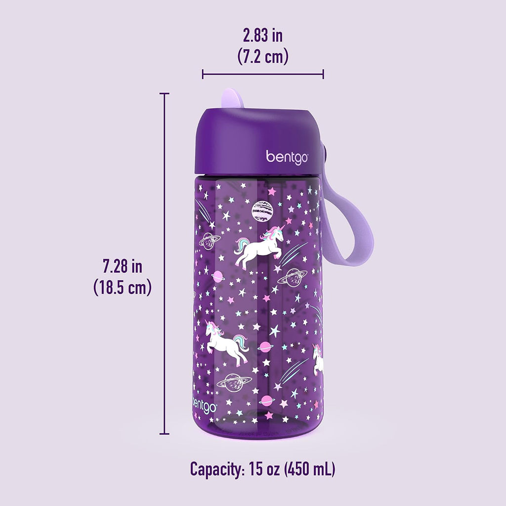 Kids Water Bottle, Replacement Straws Set, 15 oz, Leak-Proof