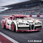 1:14 Pink Race Car Building Blocks, 1,144-Piece Supercar Model Kit