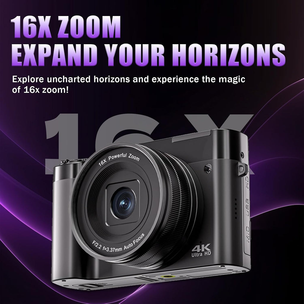4K Digital Camera, Autofocus Point-and-Shoot Camera