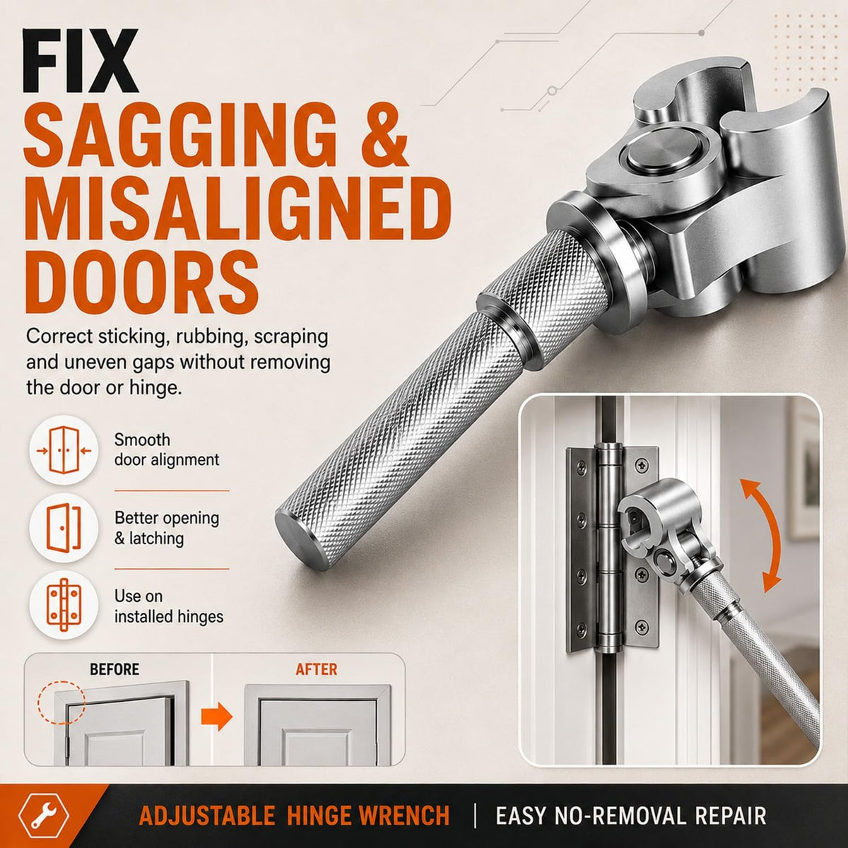 Universal Adjustable Door Hinge Wrench, 2027 New Door Hinge Adjustment Tool